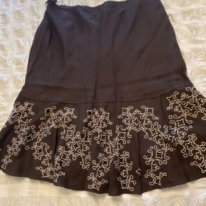 NWOT embroidered  brown linen floral cut out skirt jones New York plus size 20W